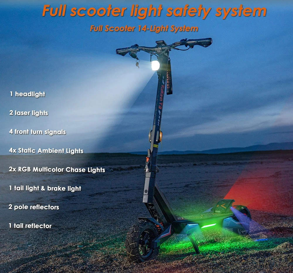 Trottinette électrique KuKirin T3, moteur 800 W, batterie 48 V 15,6 Ah, pneus 10 pouces, vitesse maximale 45 km/h, autonomie 58 km, freins à disque avant et arrière, amortisseur à quatre bras