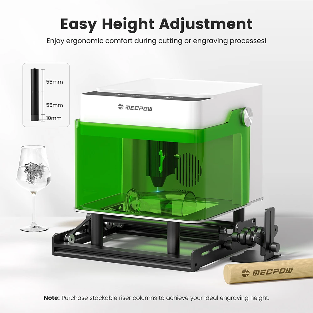 Graveur laser Mecpow M1 FDA Classe 1 3,5 W, précision 0,01 mm, 10 000 mm/min, zone de gravure 100 x 100 mm, connexions Wi-Fi, USB et carte TF