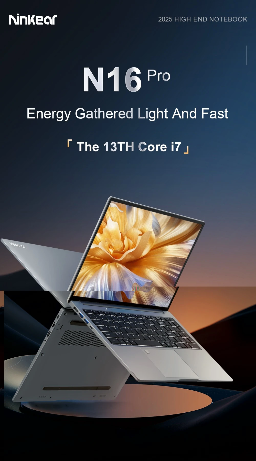 Ninkear N16 Pro Laptop, 16-inch 2.5K IPS 120Hz Screen, Intel Core i7-13620H 4.9GHz, 16GB DDR4, 512GB PCIe SSD, Metal Body, WiFi 6, Bluetooth 5.0, Dual Type-C, Windows 11 Pro Notebook