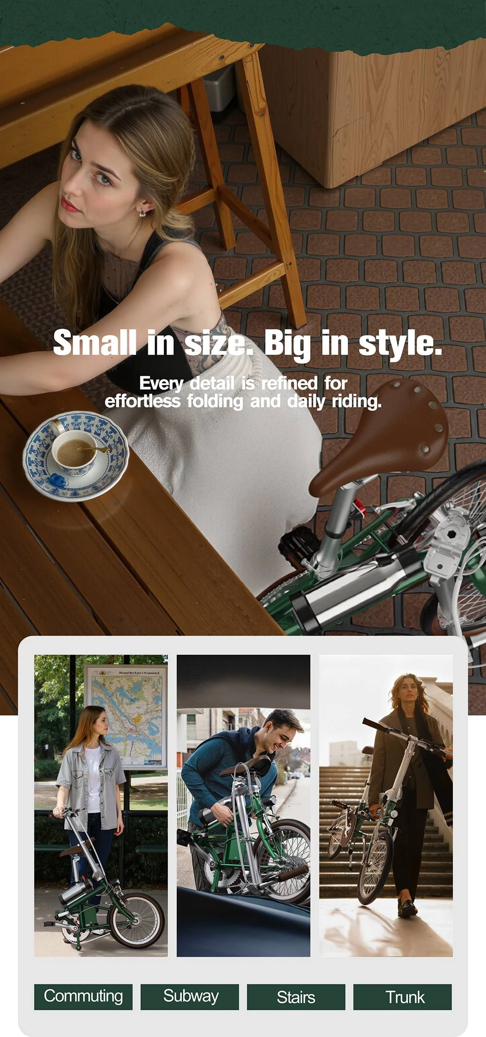 Vélo électrique pliant ONESPORT OT02, moteur 250 W, batterie 36 V 5,2 Ah, pneus 16 pouces, vitesse maximale 25 km/h, autonomie 25 km, freins V-Brake - Vert