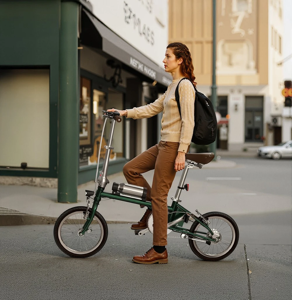 Vélo électrique pliant ONESPORT OT02, moteur 250 W, batterie 36 V 5,2 Ah, pneus 16 pouces, vitesse maximale 25 km/h, autonomie 25 km, freins V-Brake - Vert