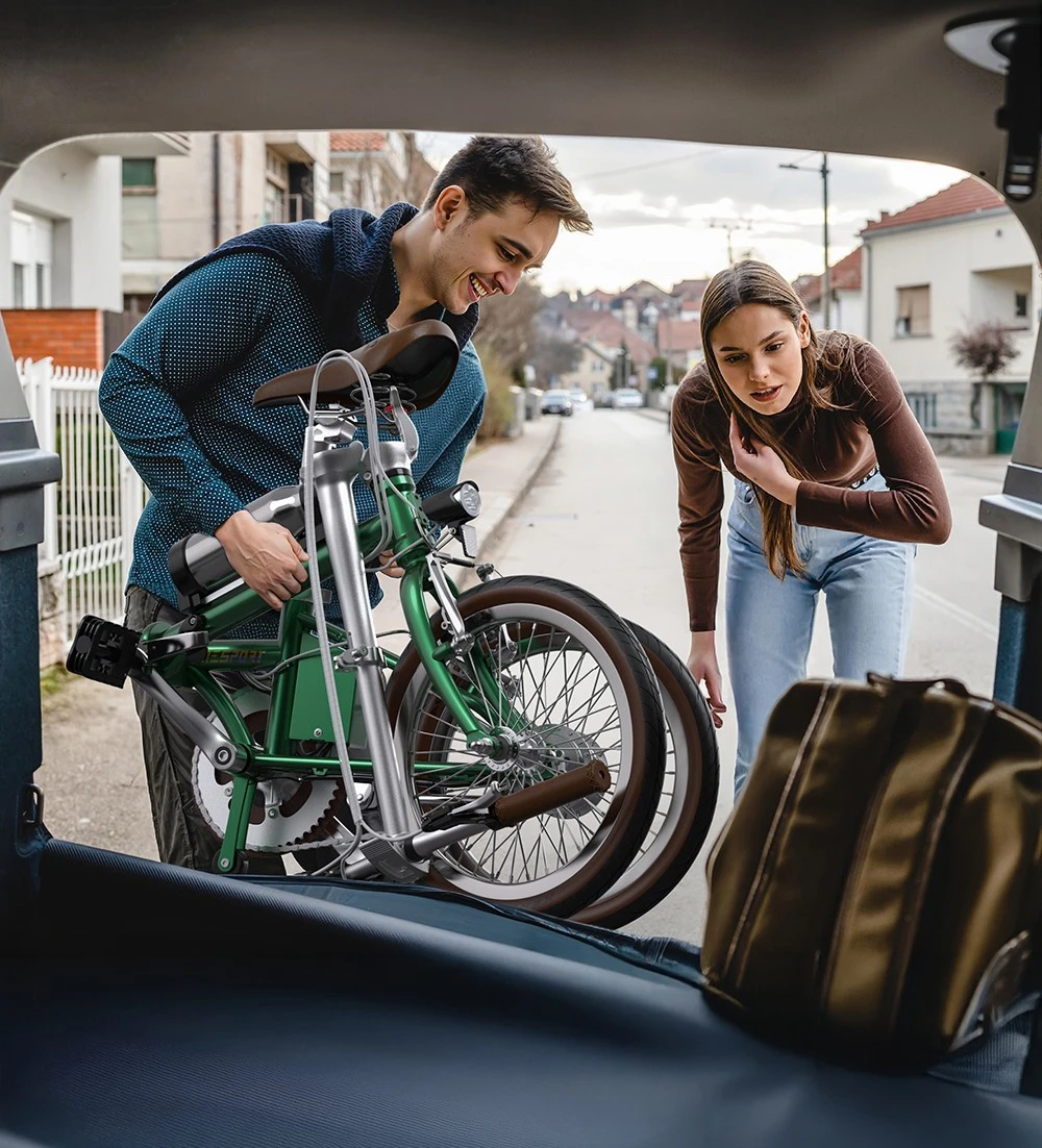 Vélo électrique pliant ONESPORT OT02, moteur 250 W, batterie 36 V 5,2 Ah, pneus 16 pouces, vitesse maximale 25 km/h, autonomie 25 km, freins V-Brake - Vert