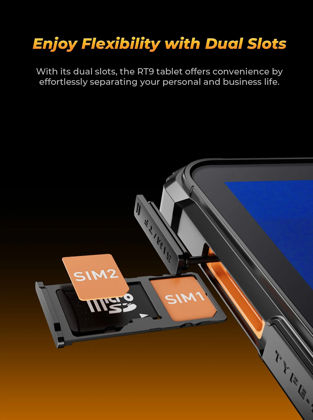 OUKITEL RT9 Rugged Tablet, 10.1 inch 1280*800 IPS Screen, Unisoc T606 8 Cores, Android 14, 6GB RAM 256GB ROM, 11000mAh Battery, 16MP+16MP Cameras, 2.4G/5G WiFi Bluetooth 5.0, GPS/Galileo/GLONASS/BDS, Dual SIM 4G LTE, Reverse Charge - Orange
