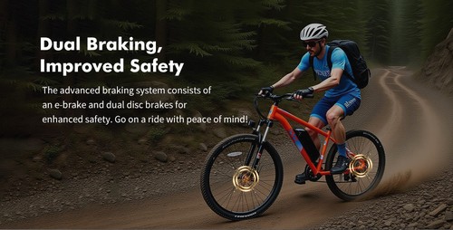 PVY M29 Electric Bike, 250W Motor, 48V 17.5Ah Battery, 29 inch Tires, 25km/h Max Speed, 120km Range, Dual Mechanical Disc Brakes, Front Hydraulic Shock Absorber, Shimano 7-speed, APP Control - Orange