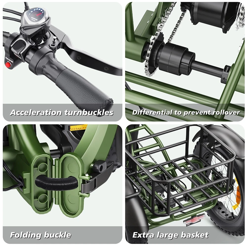 Vipcoo VC-ET1 Electric Tricycle, 750W Motor, 48V 20Ah Battery, 20*4.0 inch Tires, 40km/h Max Speed, 65km Range, Mechanical Disc Brakes, Front Fork Suspension, 7-speed Transmission, LCD Display