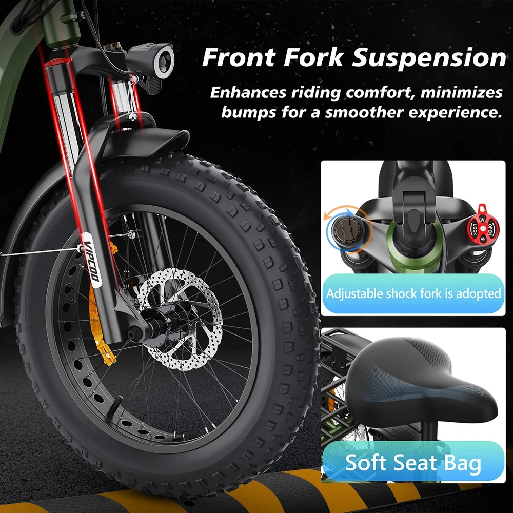 Vipcoo VC-ET1 Electric Tricycle, 750W Motor, 48V 20Ah Battery, 20*4.0 inch Tires, 40km/h Max Speed, 65km Range, Mechanical Disc Brakes, Front Fork Suspension, 7-speed Transmission, LCD Display