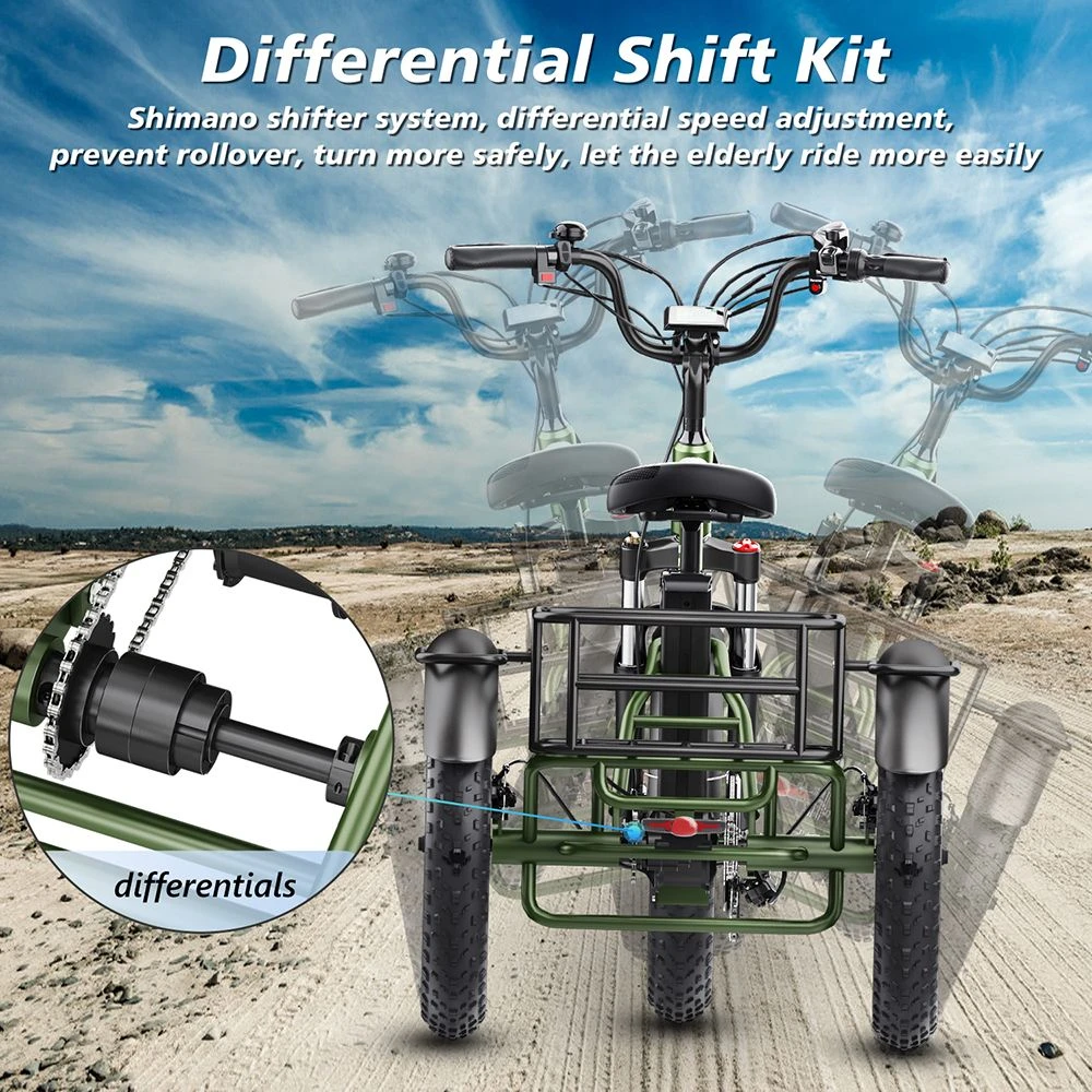 Vipcoo VC-ET1 Electric Tricycle, 750W Motor, 48V 20Ah Battery, 20*4.0 inch Tires, 40km/h Max Speed, 65km Range, Mechanical Disc Brakes, Front Fork Suspension, 7-speed Transmission, LCD Display