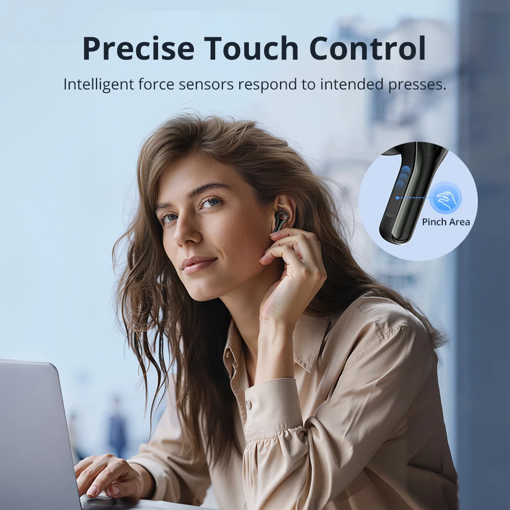 Хибридни слушалки Tronsmart Sounfii NC 2 с шумопотискане, Bluetooth 6.0 връзка