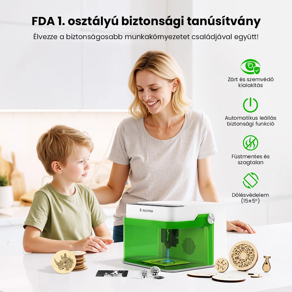 Mecpow M1 FDA 1. Osztály 5W Lézergravírozó + Füstelszívó – Tartós és megbízható