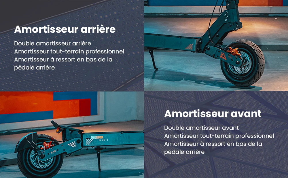 KuKirin G4 Trottinette électrique, moteur 2 x 1 000 W, batterie 60 V 20 Ah, pneus 11 pouces, vitesse maximale 70 km/h, autonomie 75 km, freins à disque avant et arrière, amortisseur à quatre bras