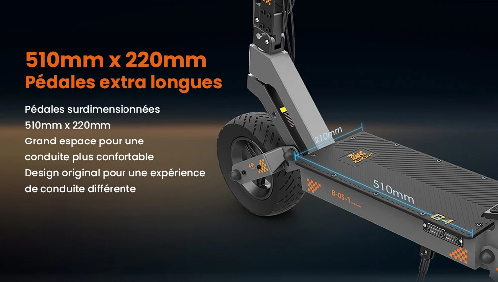 KuKirin G4 Trottinette électrique, moteur 2 x 1 000 W, batterie 60 V 20 Ah, pneus 11 pouces, vitesse maximale 70 km/h, autonomie 75 km, freins à disque avant et arrière, amortisseur à quatre bras
