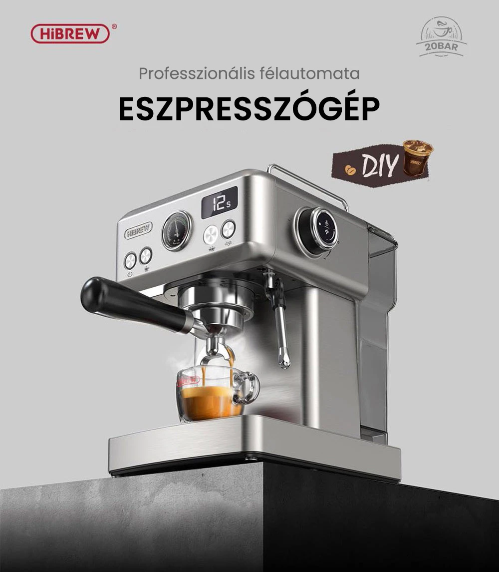 Półautomatyczny ekspres do kawy HiBREW H10A – profesjonalne doświadczenie parzenia kawy w domu