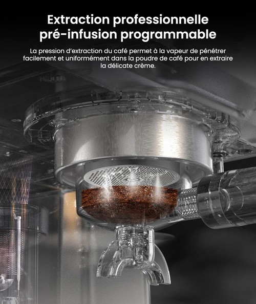 HiBREW H10plus Machine à Café Expresso Semi-automatique Fonction Bricolage 20Bar Température De Pression Réglable Pour Cappuccino Et Latte
