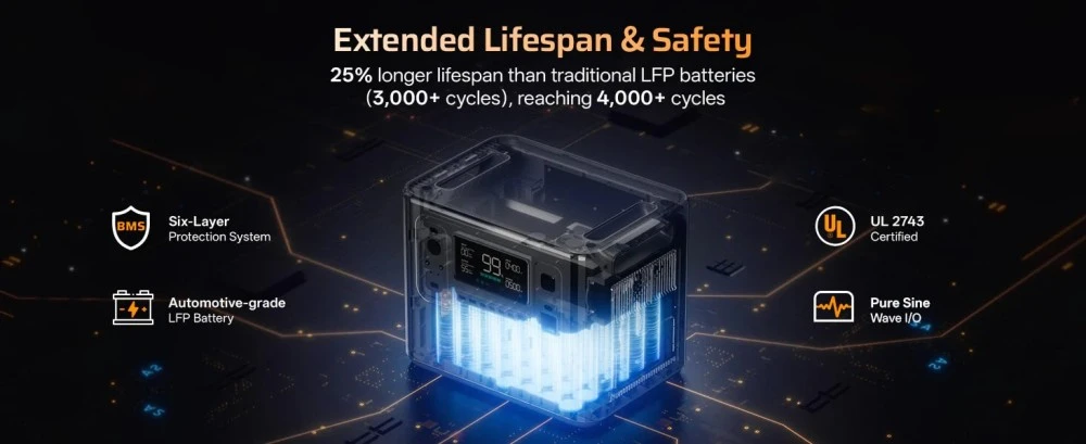 Station d'alimentation portable AFERIY P280, sortie CA sinusoïdale pure de 2 800 W, batterie LiFePO4 de 2 048 Wh, capacité extensible, 13 ports de sortie, recharge rapide en 1,5 h, entrée solaire de 1 200 W, contrôle via application intelligente et onduleur de secours de 10 ms