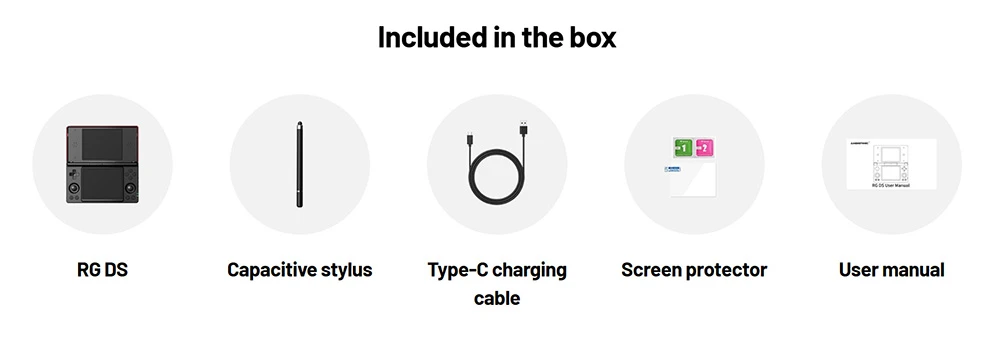 ANBERNIC RG DS Dual Screen Game Console, 4 inch 640*480 IPS Touchscreen, RK3568 Quad-core, 256GB TF Card, Android 14, 6 Hours of Playtime, 20+ Kinds of Simulators - Black Red