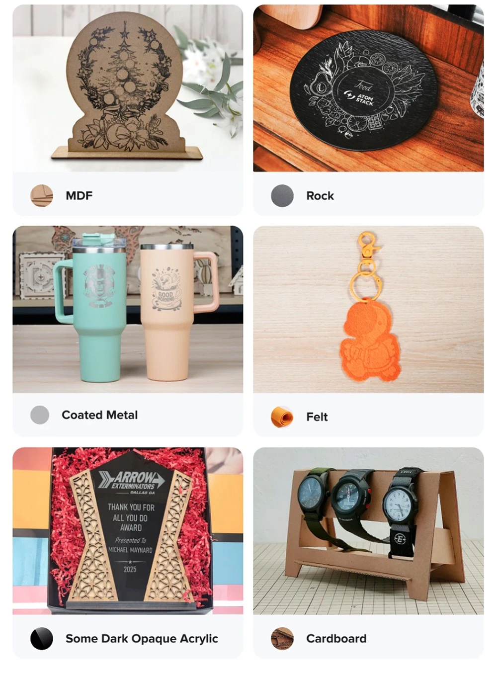 Graveur laser diode ATOMSTACK Atelier 12W, classe 1 FDA, vitesse de 4000 mm/s, précision de 0,01 mm, zone de travail de 120 x 120 mm, caméra HD intégrée, compatible avec le bois, le métal, le cuir et le feutre.