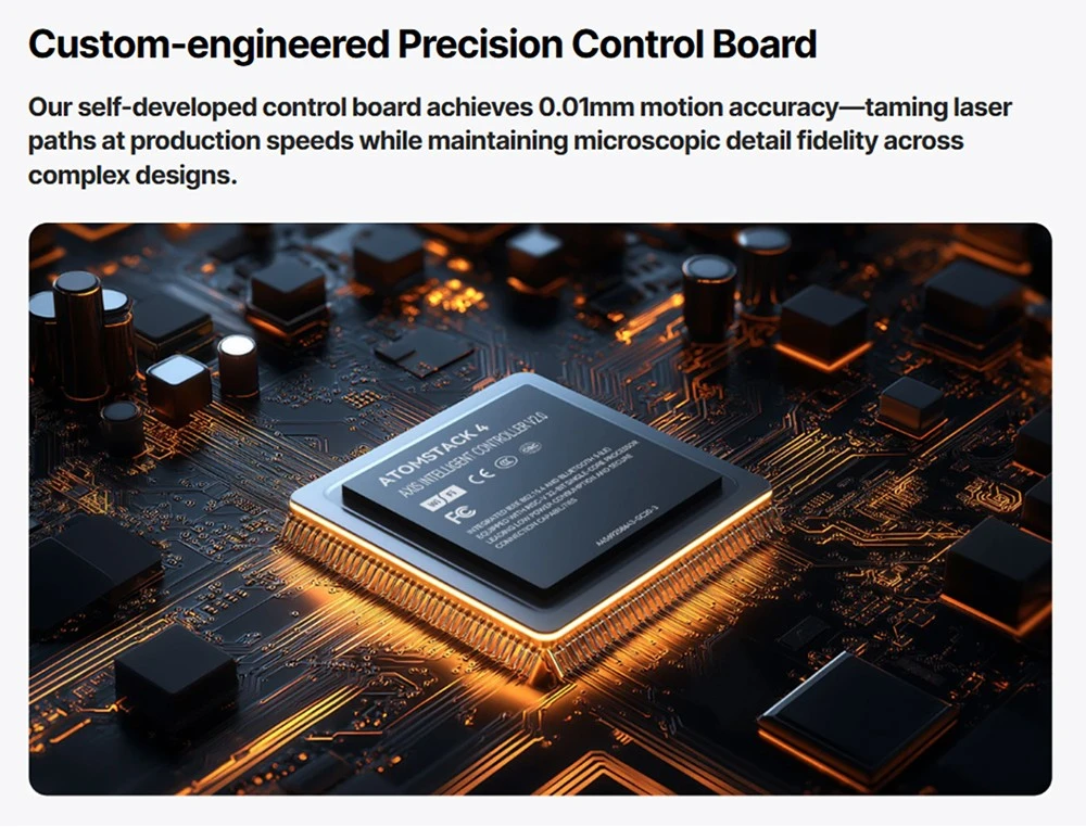 Graveur laser diode ATOMSTACK Atelier 12W, classe 1 FDA, vitesse de 4000 mm/s, précision de 0,01 mm, zone de travail de 120 x 120 mm, caméra HD intégrée, compatible avec le bois, le métal, le cuir et le feutre.