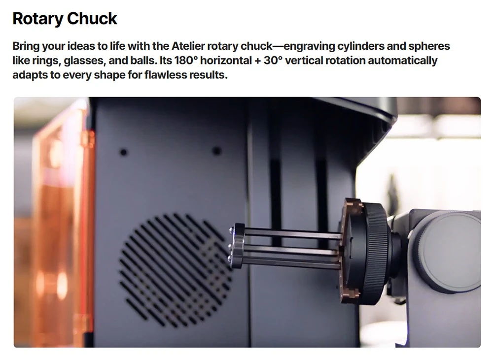 Graveur laser diode ATOMSTACK Atelier 12W, classe 1 FDA, vitesse de 4000 mm/s, précision de 0,01 mm, zone de travail de 120 x 120 mm, caméra HD intégrée, compatible avec le bois, le métal, le cuir et le feutre.