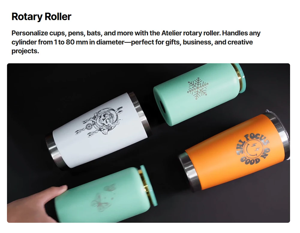 Graveur laser diode ATOMSTACK Atelier 12W, classe 1 FDA, vitesse de 4000 mm/s, précision de 0,01 mm, zone de travail de 120 x 120 mm, caméra HD intégrée, compatible avec le bois, le métal, le cuir et le feutre.