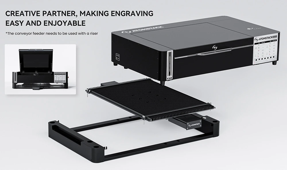 ATOMSTACK R7 Conveyor Belt for Hurricane CO₂ Laser Cutter, 800x500mm Working Area, 1mm Positioning Accuracy