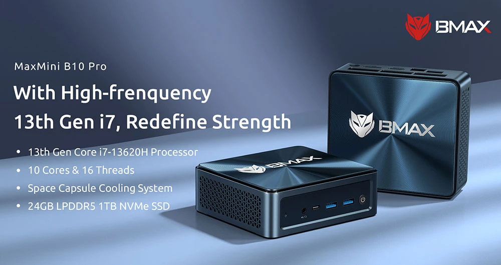 BMAX B10 Pro Mini PC – Intel i7-13620H processzor