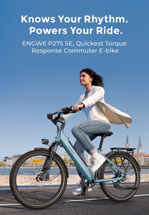 ENGWE P275 SE Electric Bike, 250W Motor, 36V 13Ah Battery, 27.5 inch Tires, 25km/h Max Speed, 100km Range, Hydraulic Disc Brakes, Shimano 7-speed, Torque Sensor - Blue