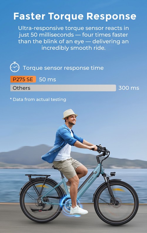 ENGWE P275 SE Electric Bike, 250W Motor, 36V 13Ah Battery, 27.5 inch Tires, 25km/h Max Speed, 100km Range, Hydraulic Disc Brakes, Shimano 7-speed, Torque Sensor - Blue