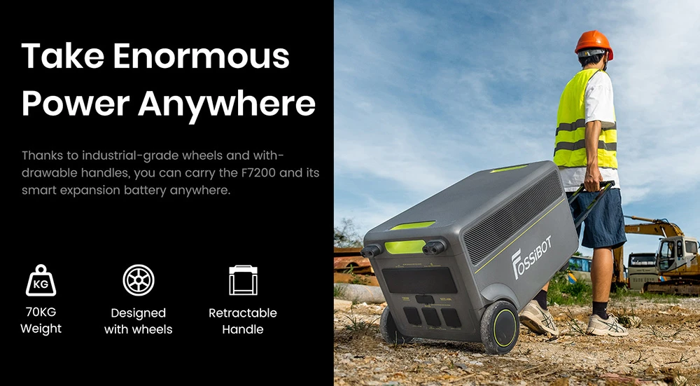 Station d'alimentation portable FOSSiBOT F7200, capacité de 5222,4 Wh, puissance de 7200 W, charge rapide hybride de 5200 W, commutation UPS < 10 ms, contrôle via application intelligente, batterie LiFePO4 de qualité véhicule électrique avec plus de 6500 cycles, générateur solaire pour alimentation de secours à domicile/camping/caravaning/urgence