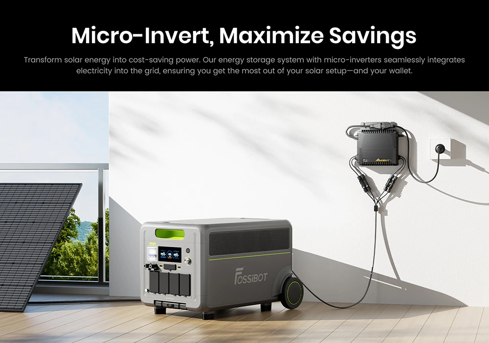 Station d'alimentation portable FOSSiBOT F7200, capacité de 5222,4 Wh, puissance de 7200 W, charge rapide hybride de 5200 W, commutation UPS < 10 ms, contrôle via application intelligente, batterie LiFePO4 de qualité véhicule électrique avec plus de 6500 cycles, générateur solaire pour alimentation de secours à domicile/camping/caravaning/urgence