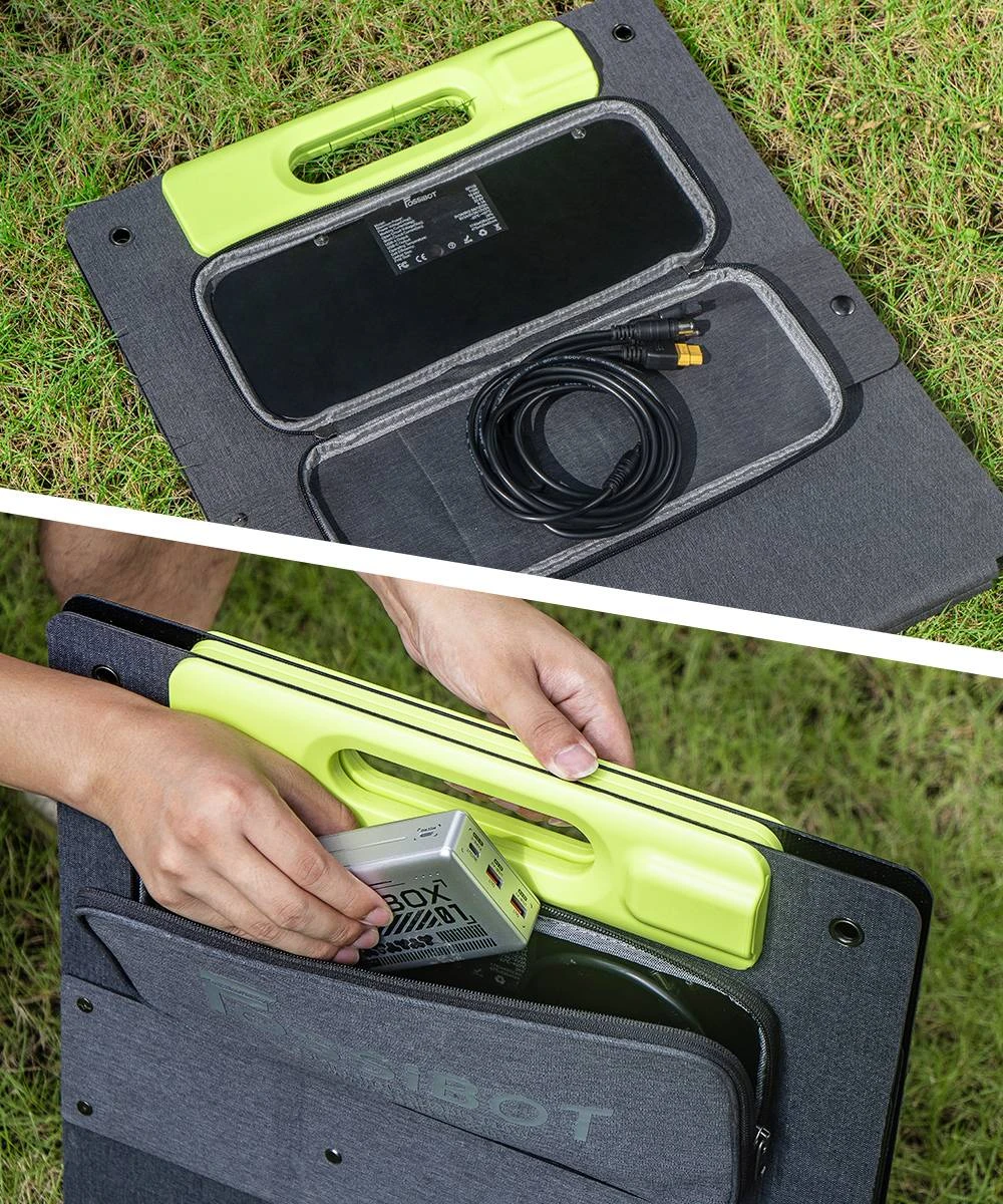 FOSSiBOT SP110 110W Foldable Solar Panel, 26% High Conversion Efficiency, Back Contact Cells, ETFE Coating, Multiple DC & USB Outputs, IP67 Waterproof for Outdoor/RV/Camping/Emergency