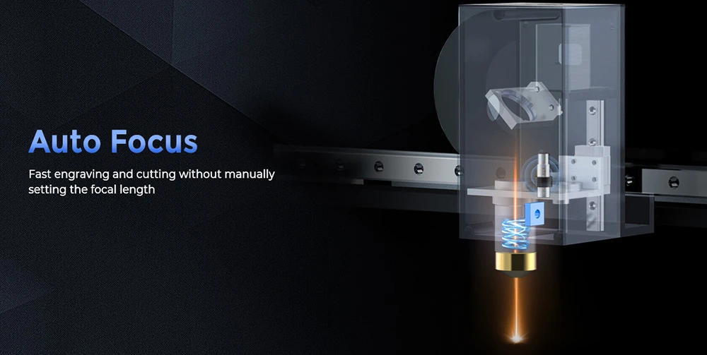 Gweike Cloud Pro 55W CO₂ Laser Engraver with Rotary Roller, Auto Focus, 600mm/s Speed, 0.001' Accuracy, 510mmx300mm Working Area, Compatible with Wood / Metal / Transparent Acrylic / Leather