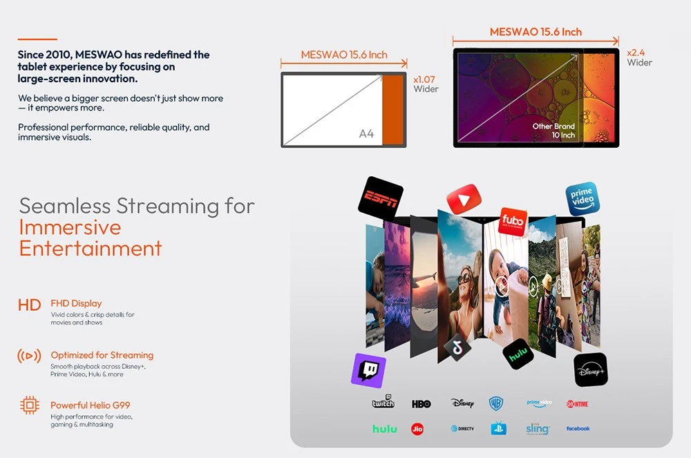 MESWAO B3 tablet – Oldalnézet, csatlakozók