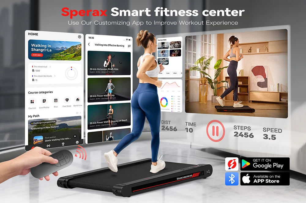 Sperax P1 Walking Vibration Pad, 400W Dual-Mode Trainer, 0.2-3.8mph Speed, 900x390mm Running Area, 350lbs Max Load, Ultra-Slim Low-Noise Design for Home & Office