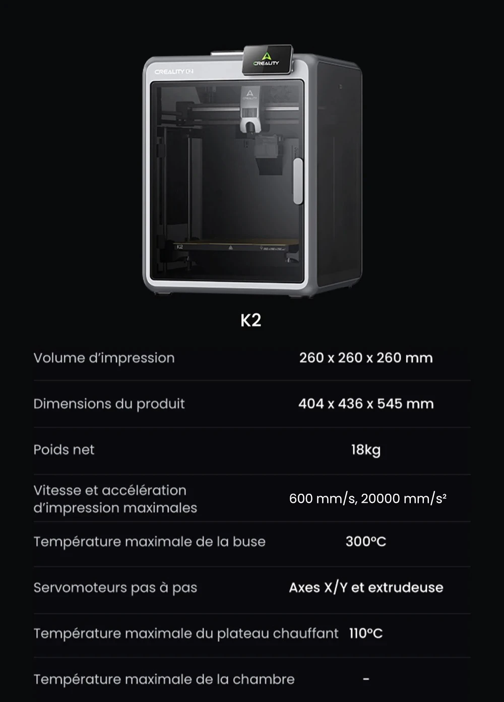 Creality K2 Combo Imprimante 3D + 4kg Mecpow filament PLA+ haute vitesse - Blanc/Lilas/Gris/Noir