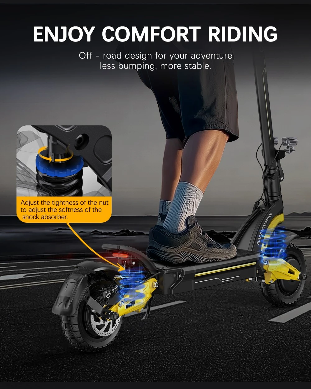 OOTD S30 Electric Scooter, 1200W*2 Motor, 52V 23.4Ah Battery, 10 inch Tires, 65km/h Max Speed, 60km Range, Front & Rear Hydraulic Disc Brake, LCD Display