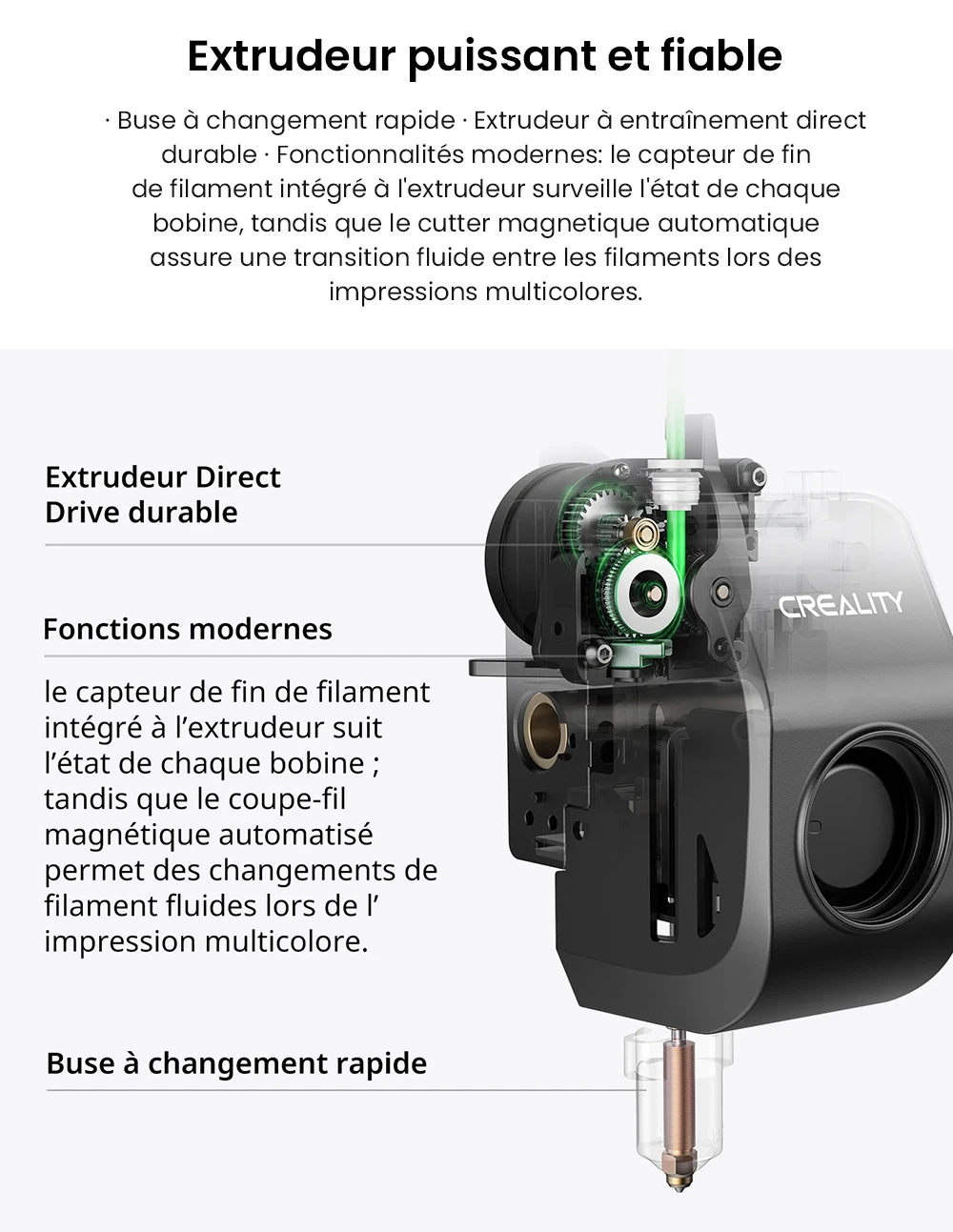 Creality K2 SE Combo Imprimante 3D avec Enceinte, Vitesse 500 mm/s, Précision 0,1 mm, Volume de construction 220×215×245 mm, Nivellement automatique, Buse 300 °C pour impression multi-matériaux