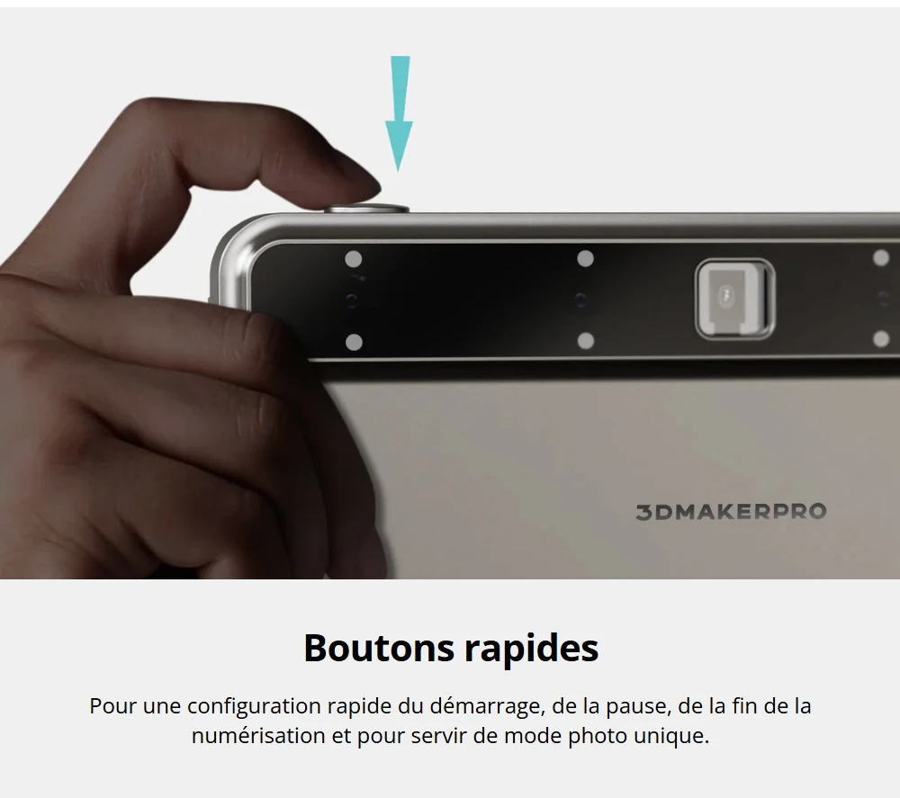 3DMakerpro Toucan Premium Scanner 3D, Précision de 0,03mm, Tout-en-un Autonome, Double FOV 135×185mm - 1000×750mm, Couleur 48MP, Batterie 6600mAh, Wi-Fi 6
