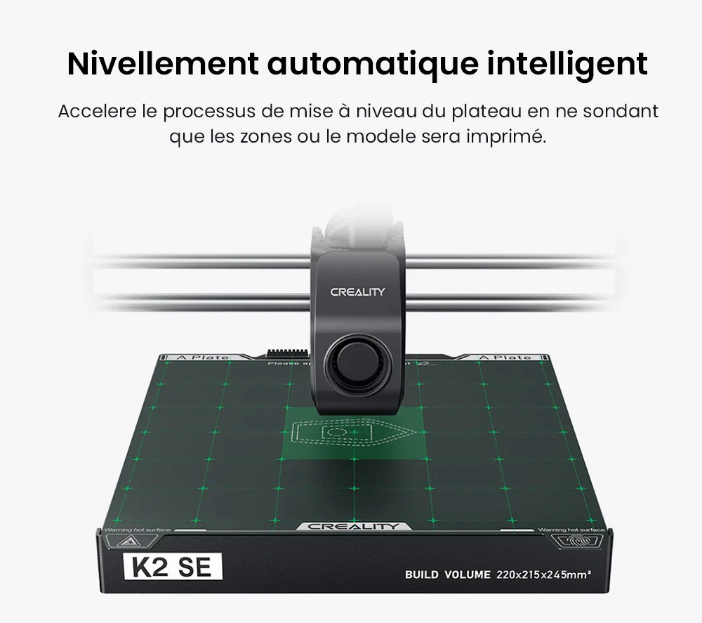 Creality K2 SE Combo Imprimante 3D avec Enceinte, Vitesse 500 mm/s, Précision 0,1 mm, Volume de construction 220×215×245 mm, Nivellement automatique, Buse 300 °C pour impression multi-matériaux
