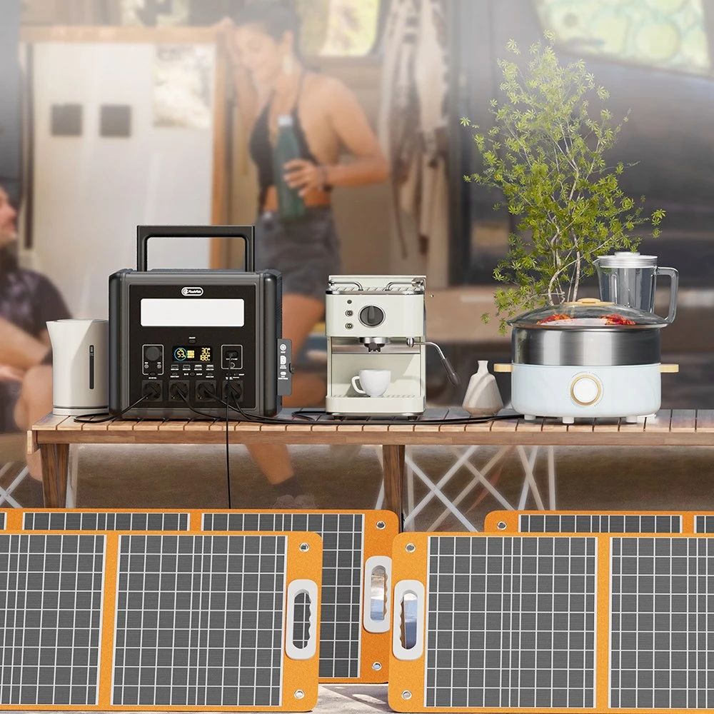 Station d'alimentation portable Flashfish T2000 2000 W, batterie LiFePO4 1536 Wh, puissance de crête 4000 W, recharge rapide sur secteur 1500 W, 14 sorties, pour une utilisation domestique et en extérieur.