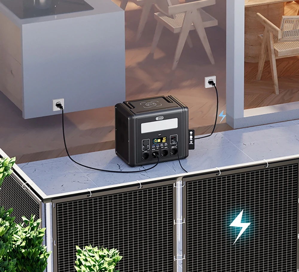 Station d'alimentation portable Flashfish T2000 2000 W, batterie LiFePO4 1536 Wh, puissance de crête 4000 W, recharge rapide sur secteur 1500 W, 14 sorties, pour une utilisation domestique et en extérieur.