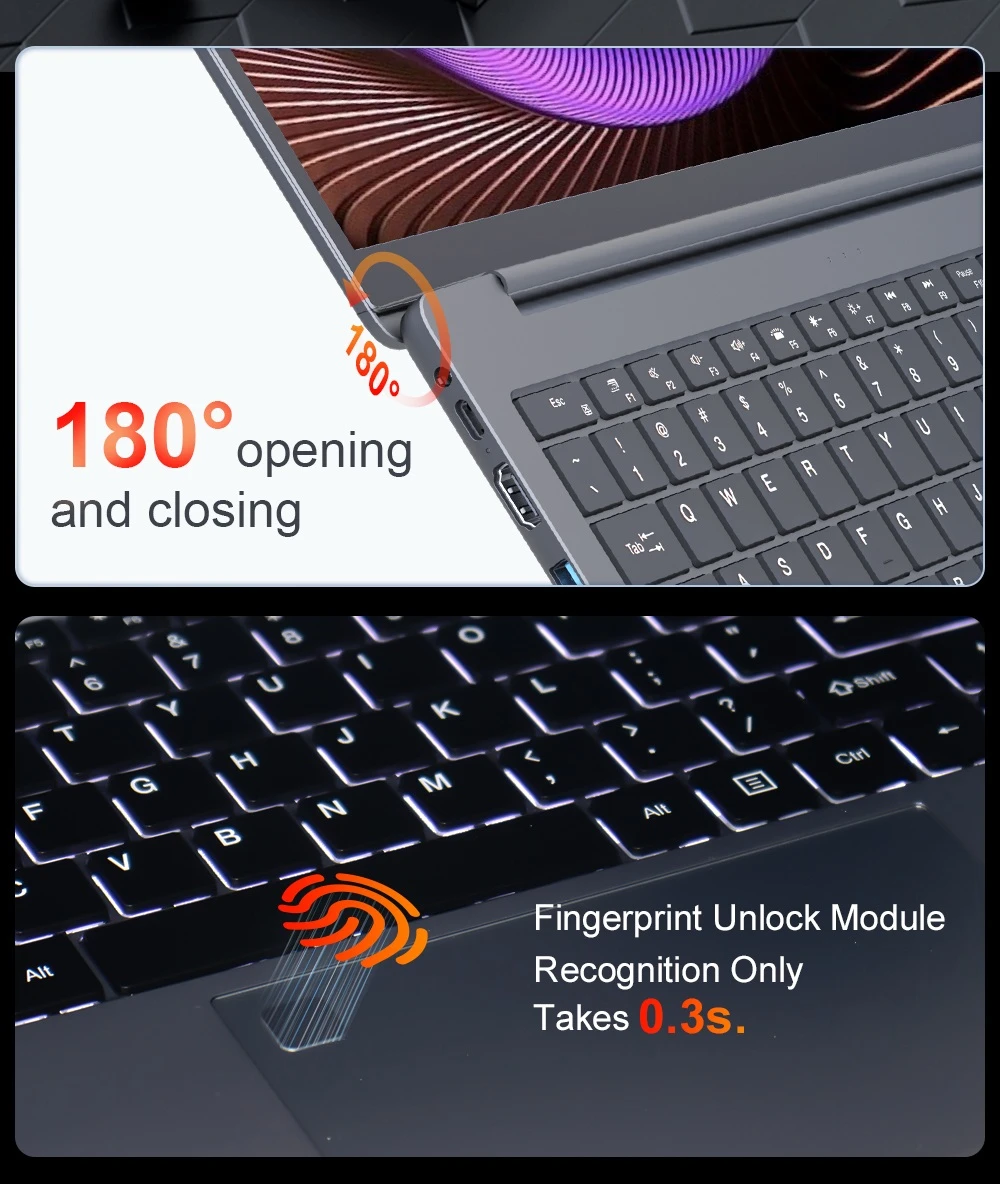 Ninkear A15 Plus Laptop, 15.6 inch 1920*1080 60Hz Screen, AMD Ryzen 7 5825U 8 Cores Max 4.5GHz, 16GB RAM 1TB SSD, WiFi 6 Bluetooth 5.2, Fingerprint Unlock, 5500mAh Battery, 2*Type-C, 2*USB3.0, 1*USB2.0, 1*HDMI, 1*Micro SD, 1*Headphone