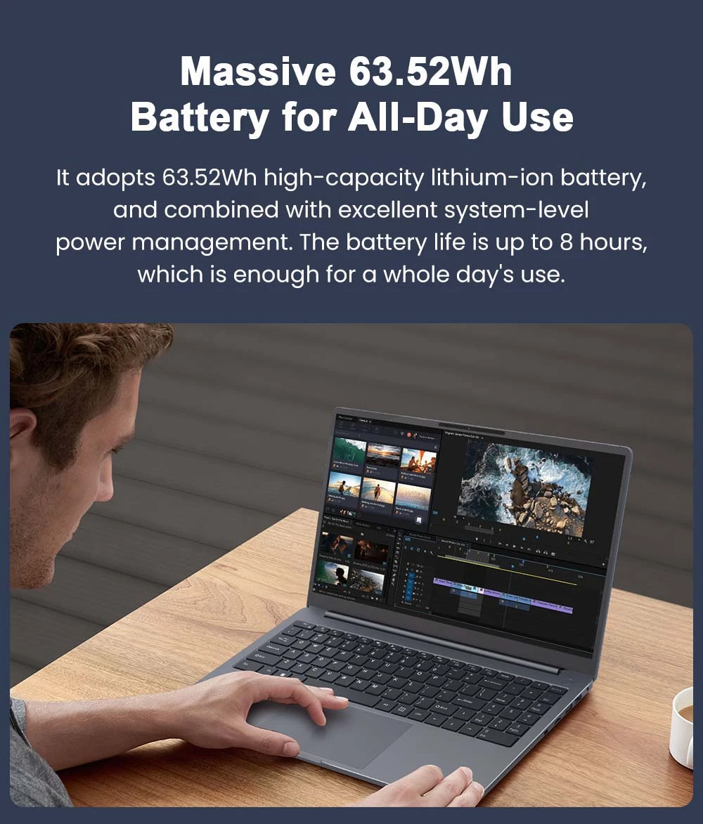 Ninkear A15 Plus Laptop, 15.6 inch 1920*1080 60Hz Screen, AMD Ryzen 7 5825U 8 Cores Max 4.5GHz, 16GB RAM 1TB SSD, WiFi 6 Bluetooth 5.2, Fingerprint Unlock, 5500mAh Battery, 2*Type-C, 2*USB3.0, 1*USB2.0, 1*HDMI, 1*Micro SD, 1*Headphone