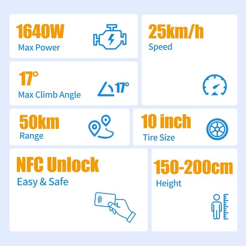 TWOFISH V2 MAX Electric Scooter, 800W Motor, 48V 20Ah Battery, 10 inch Tires, 25km/h Max Speed, 50km Range, Dual Disc Brake, Front & Rear Spring Shock Absorbers, NFC Unlock