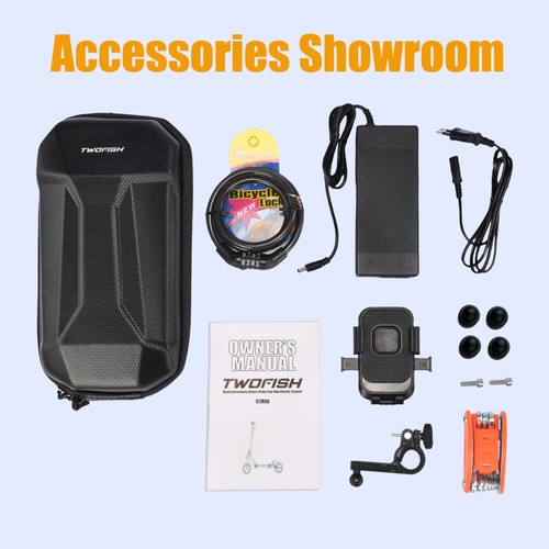 TWOFISH V2 MAX Electric Scooter, 800W Motor, 48V 20Ah Battery, 10 inch Tires, 25km/h Max Speed, 50km Range, Dual Disc Brake, Front & Rear Spring Shock Absorbers, NFC Unlock