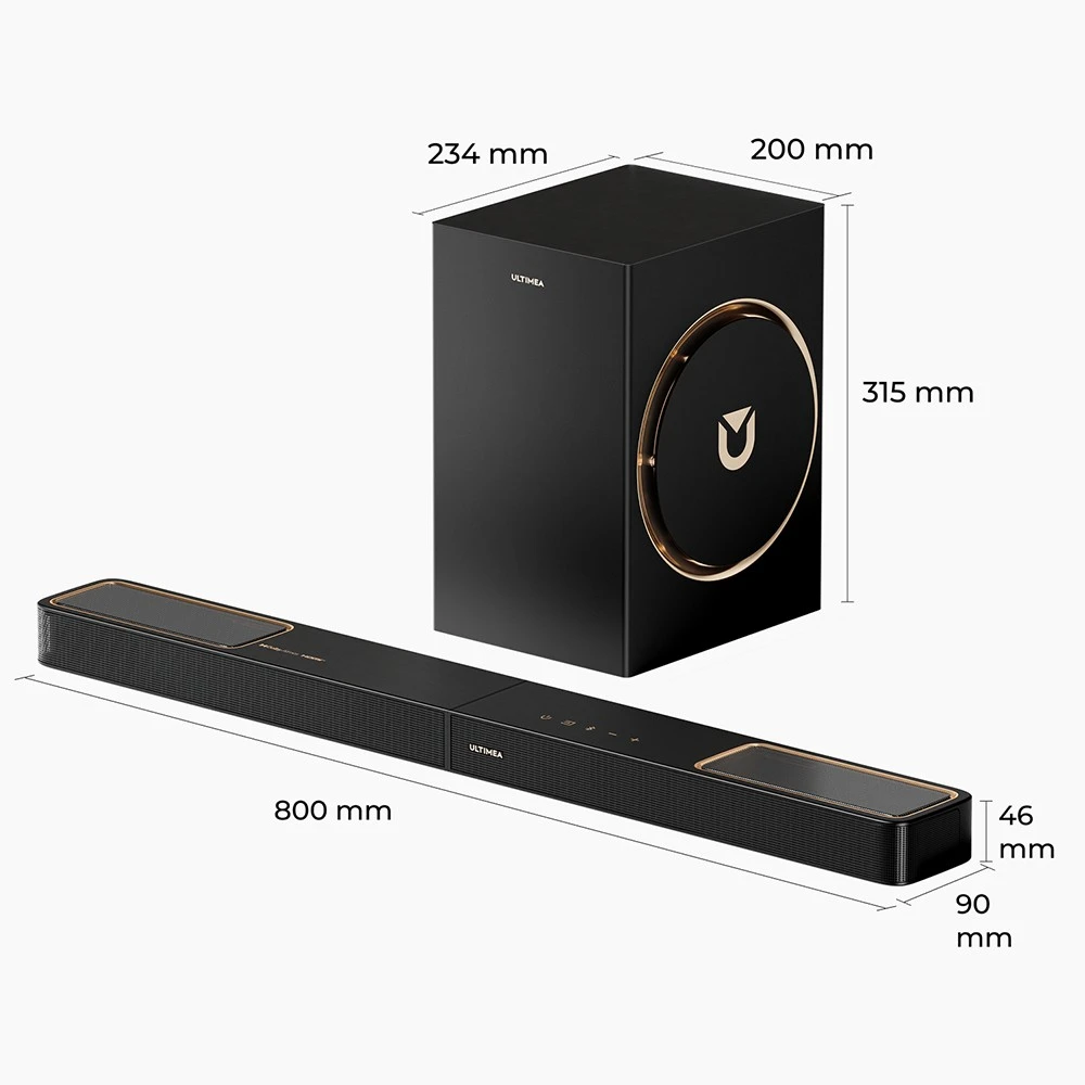 Ultimea Skywave F30 Boom Barre de son 3.1.2ch, puissance de pointe de 360W, Dolby Atmos, contrôle par application, prend en charge la connexion HDMI, Bluetooth 5.4