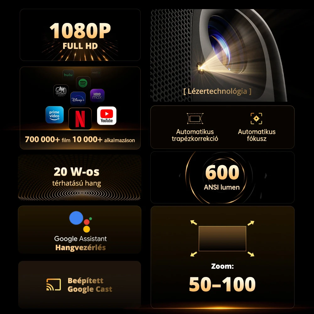 ETOE E3 Pro projektor – Google TV és alkalmazások