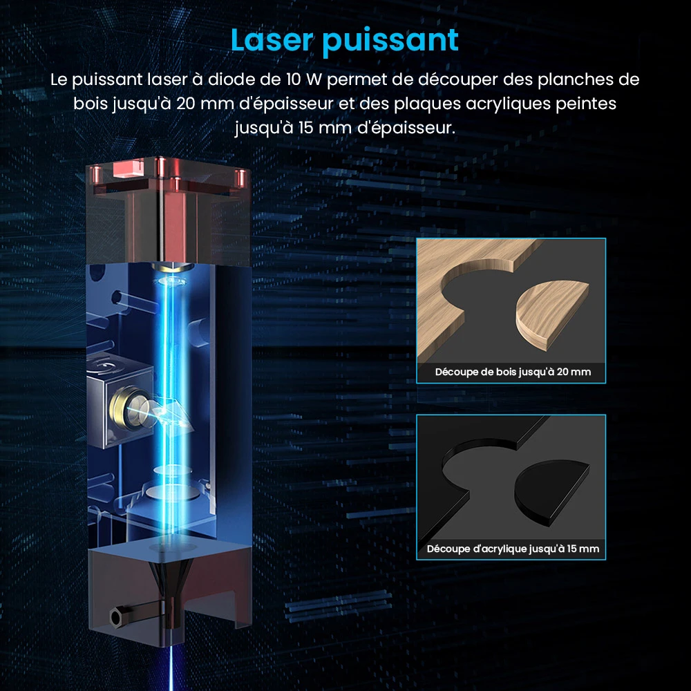 Graveur laser Mecpow X3 Pro 10 W avec kit d'assistance pneumatique