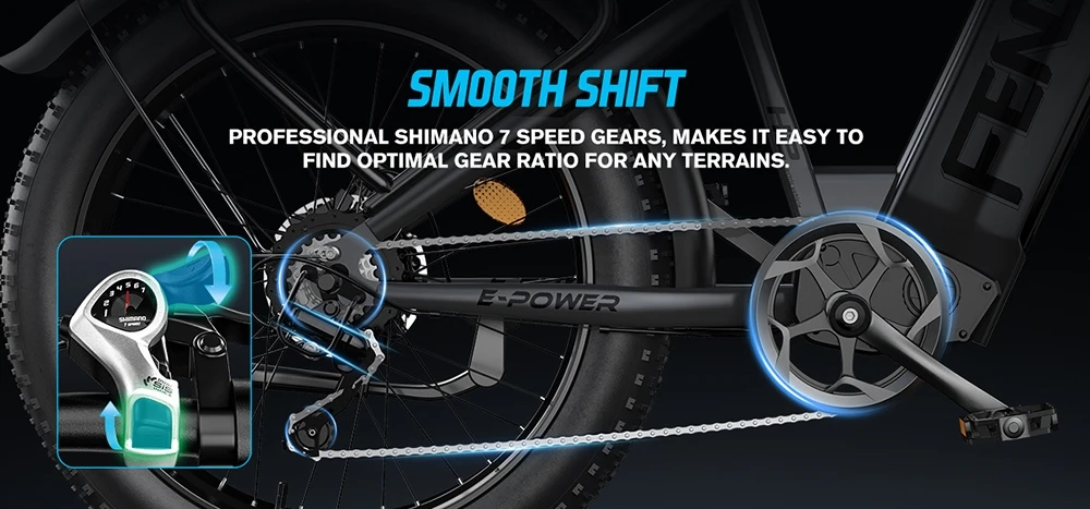 Vélo électrique FENGQS H2, moteur 2 x 1000 W, batterie 52 V 20 Ah, pneus 26 x 4 pouces, vitesse maximale 50 km/h, autonomie maximale 145 km, freins à disque hydrauliques, suspension avant, transmission Shimano 7 vitesses - Gris