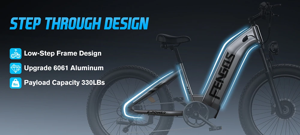 Vélo électrique FENGQS H2, moteur 2 x 1000 W, batterie 52 V 20 Ah, pneus 26 x 4 pouces, vitesse maximale 50 km/h, autonomie maximale 145 km, freins à disque hydrauliques, suspension avant, transmission Shimano 7 vitesses - Gris