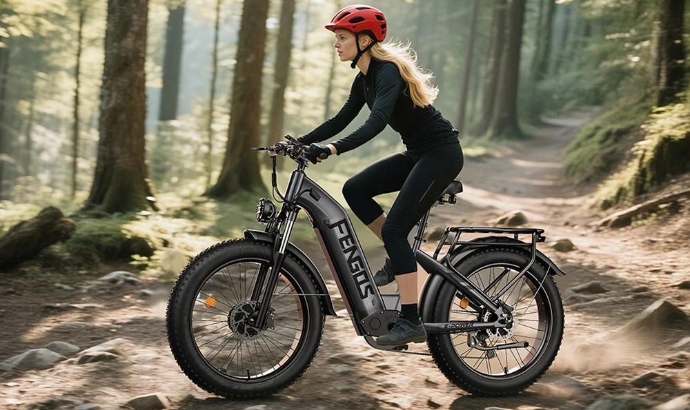 Vélo électrique FENGQS H2, moteur 2 x 1000 W, batterie 52 V 20 Ah, pneus 26 x 4 pouces, vitesse maximale 50 km/h, autonomie maximale 145 km, freins à disque hydrauliques, suspension avant, transmission Shimano 7 vitesses - Gris